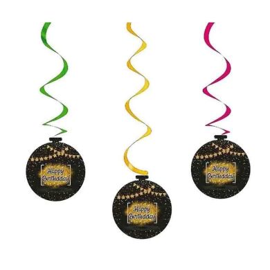 Підвіска-спіраль Happy Birthday black 5шт 7015-0003