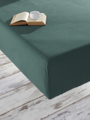 Простирадло на гумці Soundsleep Stonewash Adriatic dark green зелена 93197830