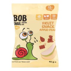 Снек фруктовий для дітей від 12міс ЯБЛУКО-ГРУША 20 г Bob Snail Равлик Боб 4820219347842