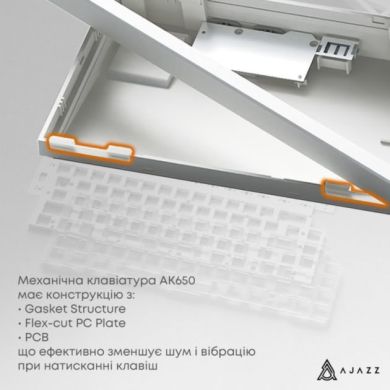Бездротова механічна клавіатура Ajazz AK650 Flying Fish Switch - Black (AK650-FF-BGY)
