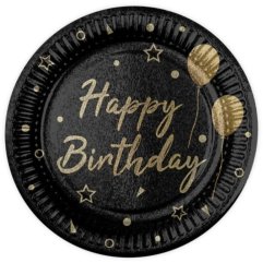 Набір тарілок паперових Happy Birthday кульки і зірочки на чорному 10 шт уп 7038-0093