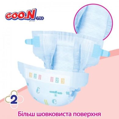 Підгузки японські Goo.N Plus для новонароджених до 5 кг (розмір SS, на липучках, унісекс, 36 шт) 843333 4902011843330