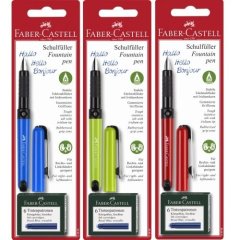 Ручка перова для школи Faber-Castell Fresh school, кольори корпусу асорті + 6 синіх картриджів, 149898 Faber-Castell 149898