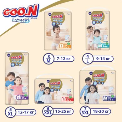 Трусики-підгузки японські GOO.N Premium Soft для дітей 12-17 кг (розмір 5(XL), унісекс, 36 шт) Goo.N Premium Soft 863229, XL