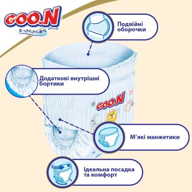Трусики-підгузки японські GOO.N Premium Soft для дітей 12-17 кг (розмір 5(XL), унісекс, 36 шт) Goo.N Premium Soft 863229, XL