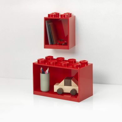 Декоративна полка для зберігання книг подвійна Х8 Х4 червона Lego 41171730