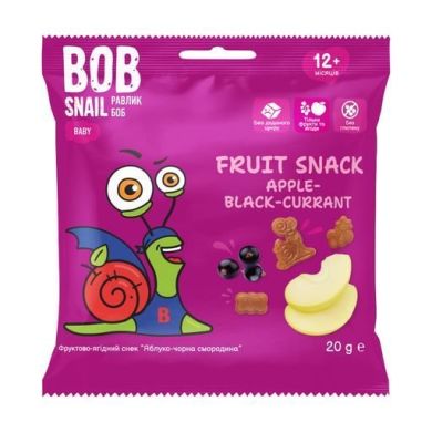 Фруктовый снек Bob Snail Яблоко-черная смородина, от 12 месяцев, 20 г 4820219347873