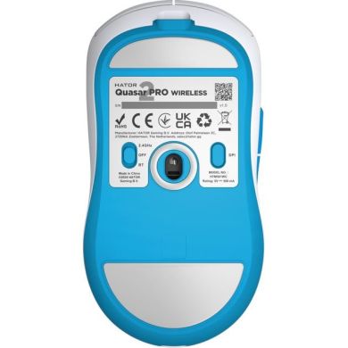 Ігрова миша HATOR Quasar 2 PRO wireless HTM561WC white/cyan