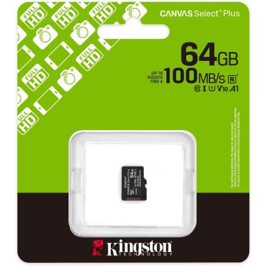Карта пам'яті Kingston microSD 64GB C10 UHS-I A1 V10 R100MB/s SDCS3/64GBSP