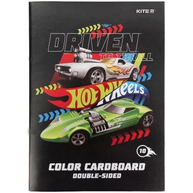 Картон кольоровий двосторонній (10арк/10кол), А4 Hot Wheels Kite HW21-255