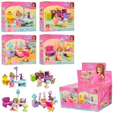 Конструктор SLUBAN M38-B0800 Girls Dream: комната, от 42деталей, кор., 8шт.(4в) в диспл., 29-15-19см.