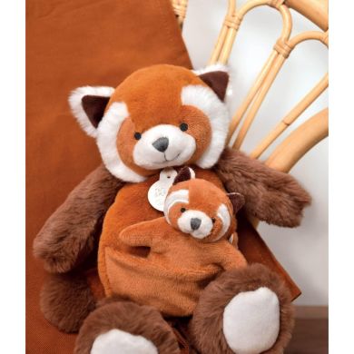Мягкая игрушка DouDou Панда красная с малышом коллекция Bio в коробке DC3985