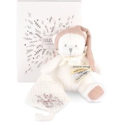 Мягкая игрушка Мишка розовый с держателем для пустышки, 20 см DouDou DC4330