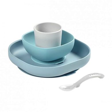 Набор детской силиконовой посуды Beaba 4 предмета голубой 913472, Голубой