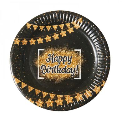 Набір тарілок паперових Happy Birthday black 10шт/уп 7038-0003