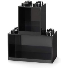 Декоративная полка для хранения книг двойная Х8 Х4 черная Lego 41171733