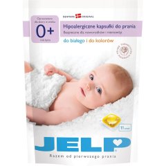 Гіпоалергенні капсули для прання білого та кольорового Jelp 0+, 11 шт 97232 5904378972325