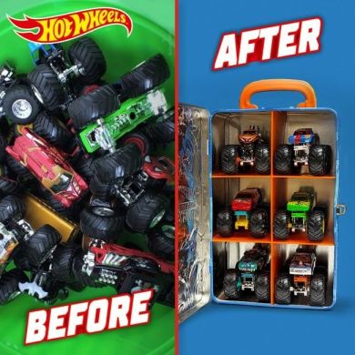 Металевий контейнер для зберігання машинок серії Monster Trucks Hot Wheels HWCC21