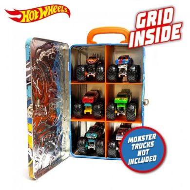 Металевий контейнер для зберігання машинок серії Monster Trucks Hot Wheels HWCC21
