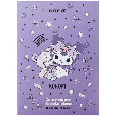 Папір кольоровий двосторонній (15 аркушів/15 кольорів), А4 Hello Kitty-2 HK24-250-2