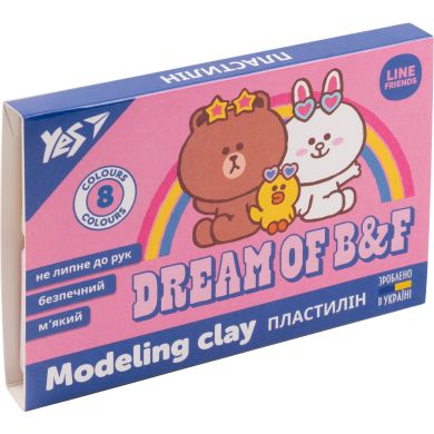 Пластилін YES, 8 кол., 160г Line Friends 540631