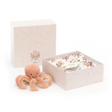 Подарунковий набір муслінова пелюшка та іграшка Jellycat (Джеллі кет) Odell Octopus Восьминіг OD2SET, Пудровий