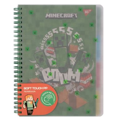 Зошит для записів YES А5, 80 аркушів, софт-тач пласт.обклітинка Minecraft 765738