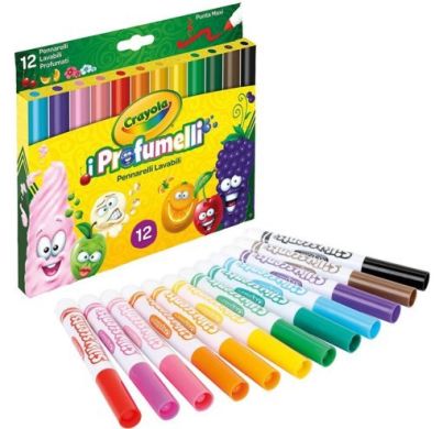 Silly Scents Набор фломасстеров, широкая линия (washable) с ароматом, 12 шт Crayola 256352.012