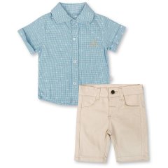 Детский комплект для мальчика Рубашка и шорты Bebetto голубой 9-12м/80см K 2486