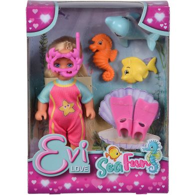 Лялька Еві Морські розваги з ластами та маскою, 3 тваринки, 3+ Evi Love 5733565