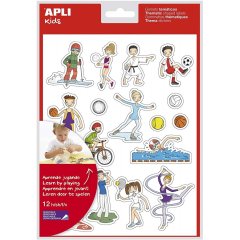 Тематичні навчальні наклейки Спорт, 12 аркушів APLI Kids 11453