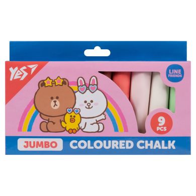 Мел цветной Yes Line Friends, 9 шт, JUMBO 400502