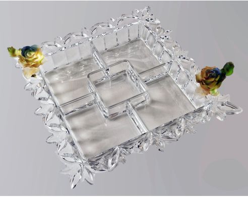Кришталева тарілка для закусок на 5 секцій, 35&times;35&times;11 см CRISTAL DE PARIS 7091/9/