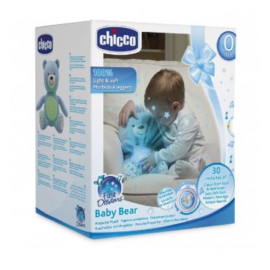 М'яка іграшка Chicco Музичний Ведмедик-проектор блакитний інтерактивний 08015.20, Блакитний
