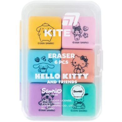 Набір гумок у пластик. боксі Hello Kitty and Friends 6 шт., Kite HK26-145
