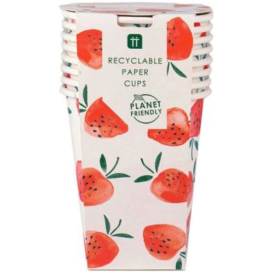 Паперові стаканчики Talking tables Полуничне поле 250 мл 8 штук STRAWB-CUP
