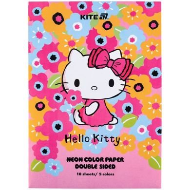 Папір кольоровий неон. (10 аркушів/5 кольорів), A4 Hello Kitty-1 HK24-252-1
