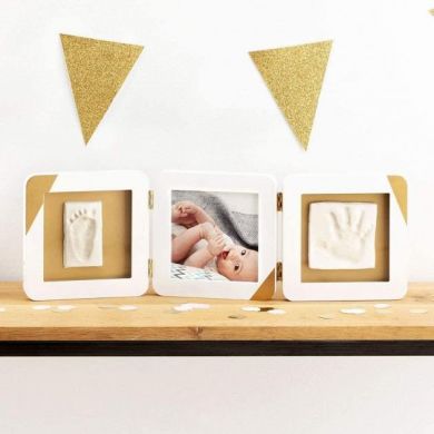 Тройная рамка Baby Art бело-золотая 3601098600