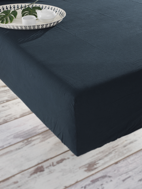 Простирадло на гумці SoundSleep Stonewash Adriatic dark blue синя 93198530