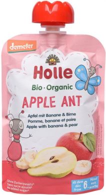 Пюре Holle органічне «Apple Ant» з яблуком, бананом і грушею з 6 місяців 100г, 45316 7640161877238