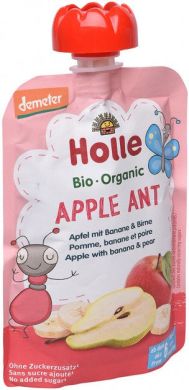 Пюре Holle органическое «Apple Ant» с яблоком, бананом и грушей с 6 месяцев 100 г, 45316 7640161877238