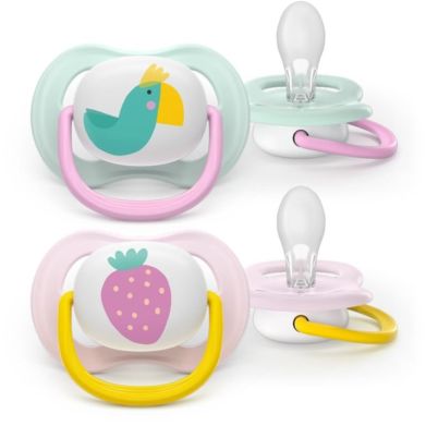 Пустушка Avent Ultra Air, 0-6 місяців, 2 шт, дизайн для дівчат SCF080/24