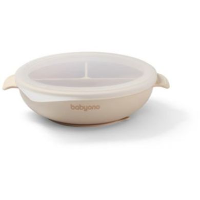 Силіконова тарілка з присоскою та кришечкою (Бежева) Babyono 1661/03