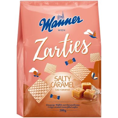 Вафли Manner Zarties с начинкой соленая карамель 200 г 9000331627526