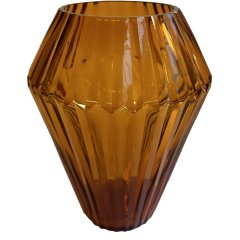 Ваза скляна краплеподібна ,бурштинова,d18;h23 см Shishi 62039